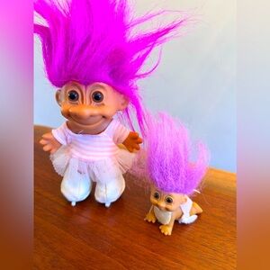 Vintage Troll Dolls - Figure skater and baby